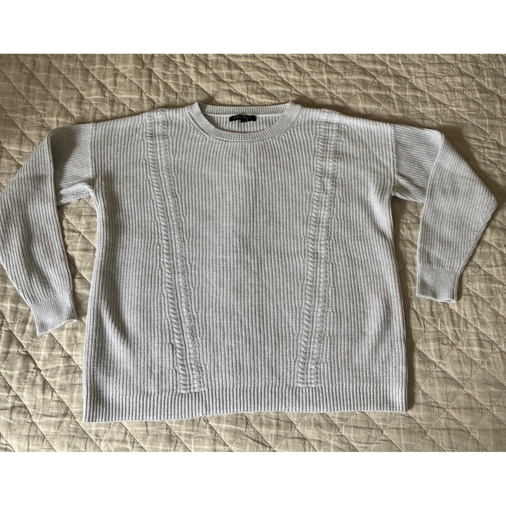 Banana Republic Cable Knit Sweater Women Size M Gray Coquette 90s Minimalist